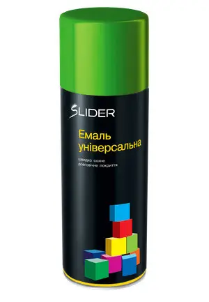 Емаль SLIDER color універсальна 6018 салатна, в аер. упаковці, 400 мл